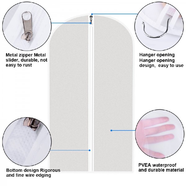 9pcs/Set Hanging Garment Bag MothProof with Study Full Zipper for