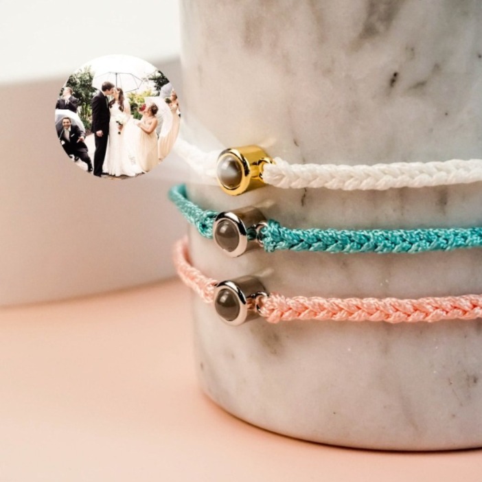 Custom Photo Projection Bracelet Handmade Braided Rope Jewelry with
