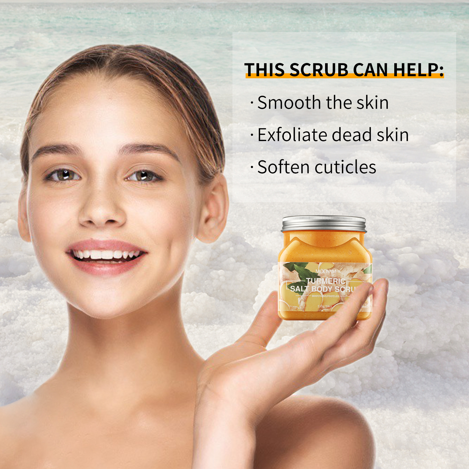 Body Scrub 18 OZ Himalayan Salt Body Exfoliator Tumeric Exfoliating